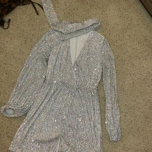 NWT HOUSE OF CB SEQUIN AND RHINESTONE DRESS WITH WRAP